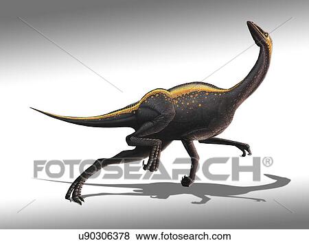 Stock Illustration - Artwork of an ornithomimus dinosaur. Fotosearch