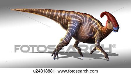 Clip Art - Artwork of parasaurolophus dinosaur. Fotosearch