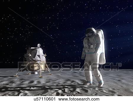 Astronaut on the Moon, artwork View Large Illustration Clip Art - Astronaut on the Moon, artwork. Fotosearch