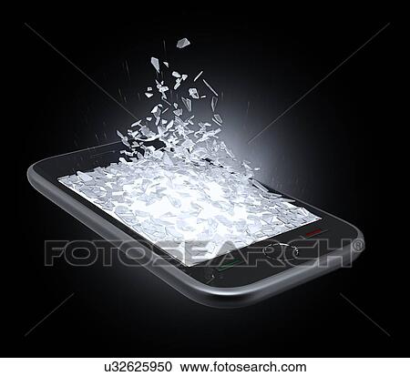 Broken smartphone screen, artwork View Large Illustration Clipart - Broken smartphone screen, artwork. Fotosearch