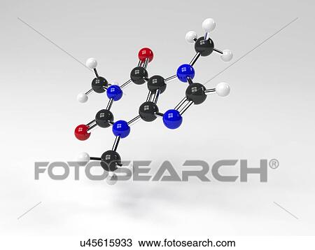 Drawing - Caffeine molecule. Fotosearch