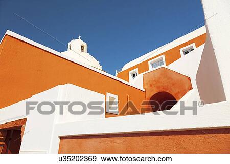 Stock Illustration - Church in Santorini. Fotosearch