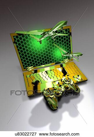 Drone, conflict concept, artwork View Large Illustration Stock Illustration - Drone, conflict concept, artwork. Fotosearch