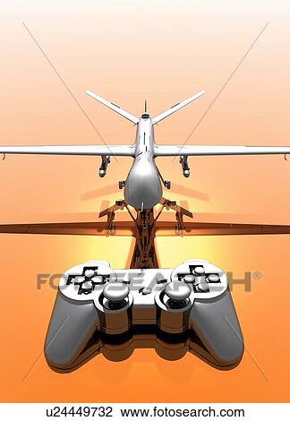 Drawing - Drone, conflict conceptual artwork. Fotosearch