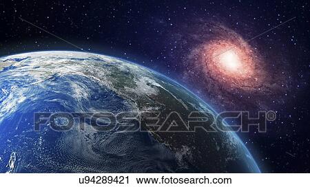 Earth and galaxy, artwork View Large Illustration Clip Art - Earth and galaxy, artwork. Fotosearch