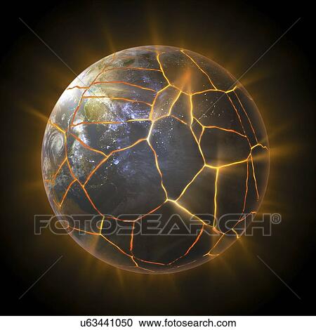 Earth with cracks, artwork View Large Illustration Clipart - Earth with cracks, artwork. Fotosearch