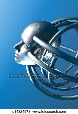 Stock Illustration - Futuristic cyborg, artwork. Fotosearch