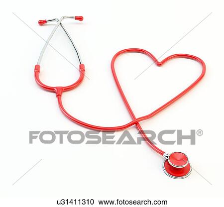 Clipart - Heart shaped stethoscope, artwork. Fotosearch