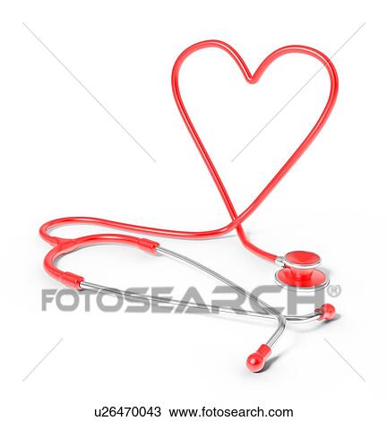 Drawing - Heart shaped stethoscope, artwork. Fotosearch