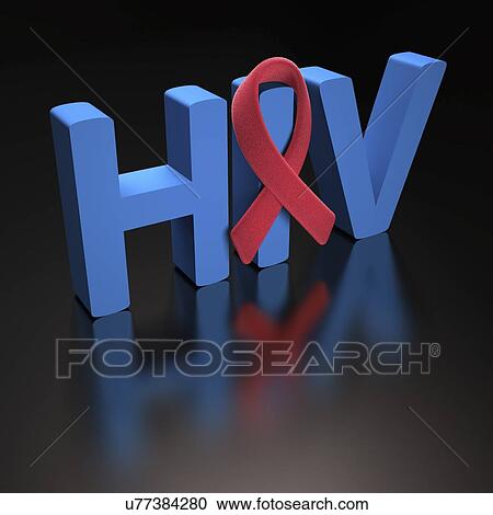 HIV red ribbon, artwork View Large Illustration Clipart - HIV red ribbon, artwork. Fotosearch
