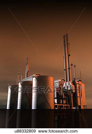 Industrial plant, artwork View Large Illustration Stock Illustration - Industrial plant, artwork. Fotosearch