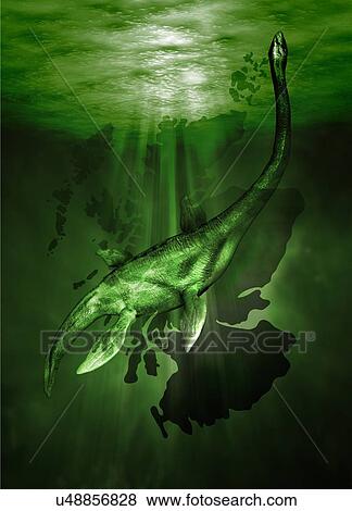Stock Illustration - Loch ness monster, artwork. Fotosearch