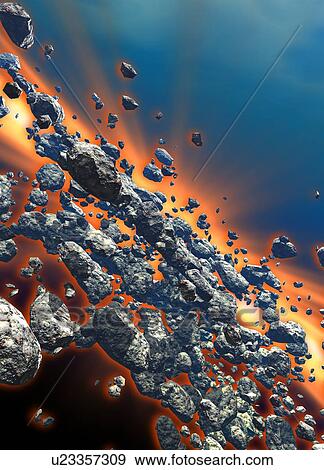 Stock Illustration - Meteor shower, artwork. Fotosearch