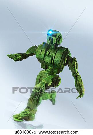 Military robot, artwork View Large Illustration Stock Illustration - Military robot, artwork. Fotosearch