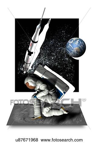 Moon landing, artwork View Large Illustration Stock Illustration - Moon landing, artwork. Fotosearch