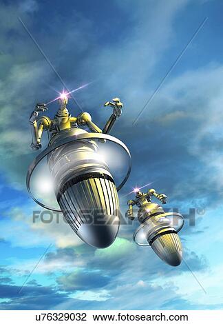 Drawing - Nano spy drones, artwork. Fotosearch