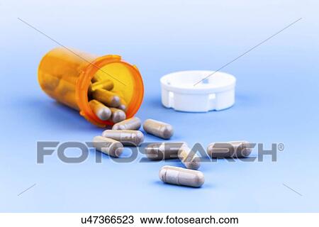 Drawing - Pills in bottle. Fotosearch
