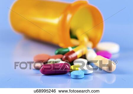 Stock Illustration - Pills in bottle. Fotosearch