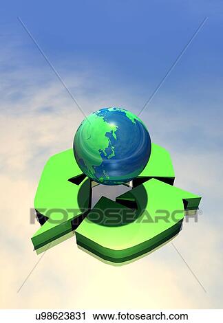 Recycling concept, artwork View Large Illustration Clip Art - Recycling concept, artwork. Fotosearch