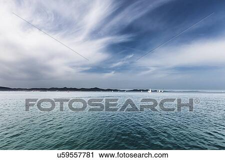 Seascape and boats View Large Illustration Clip Art - Seascape and boats. Fotosearch