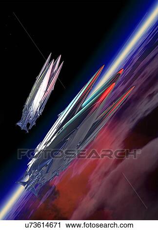 Spacecraft, artwork View Large Illustration Clip Art - Spacecraft, artwork. Fotosearch