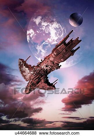 Spacecraft, artwork View Large Illustration Stock Illustration - Spacecraft, artwork. Fotosearch
