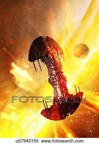 Spacecraft, artwork View Large Illustration Stock Illustration - Spacecraft, artwork. Fotosearch