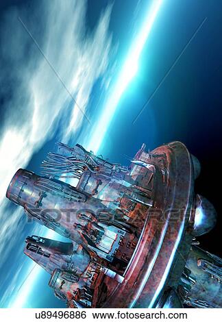 Spacecraft, artwork View Large Illustration Stock Illustration - Spacecraft, artwork. Fotosearch