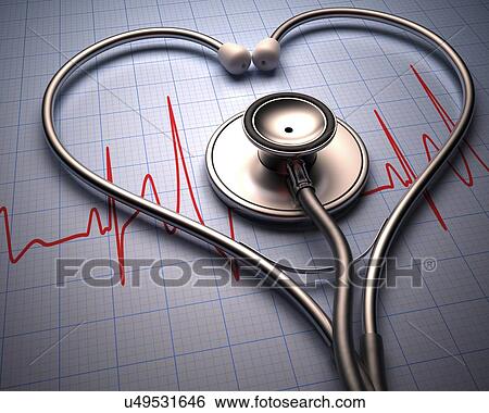 Stock Illustration - Stethoscope in heart shape. Fotosearch