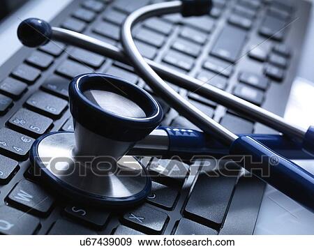 Stock Illustration - Stethoscope on keyboard. Fotosearch