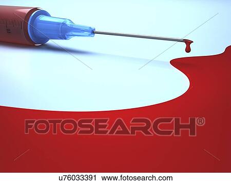 Syringe and blood, artwork View Large Illustration Clip Art - Syringe and blood, artwork. Fotosearch