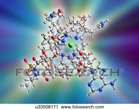 Vitamin B12 cobalamin molecule View Large Illustration Clip Art - Vitamin B12 cobalamin molecule. Fotosearch