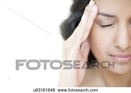 Stock Illustration - Woman with headache. Fotosearch