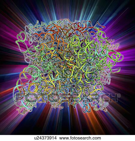Stock Illustration - Archaeon ribosome, molecular model. Fotosearch