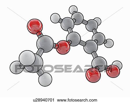 Clip Art - Aspirin molecular model, artwork. Fotosearch
