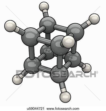 Clip Art - Cubane molecular model, artwork. Fotosearch
