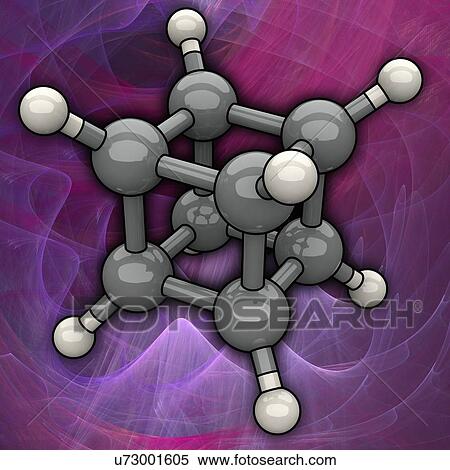 Stock Illustration - Cubane molecular model, artwork. Fotosearch
