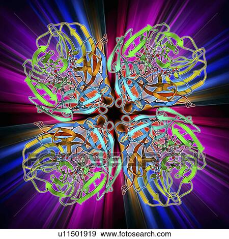 Stock Illustration - Flu virus surface protein and drug. Fotosearch