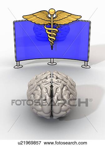 Human brain and medical logo, artwork View Large Illustration Stock Illustration - Human brain and medical logo, artwork. Fotosearch