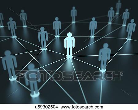 Stock Illustration - Human figures connected by lines, artwork. Fotosearch