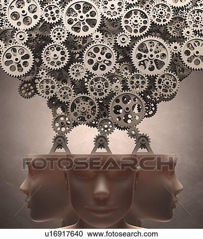 Human heads with cogs, artwork View Large Illustration Clipart - Human heads with cogs, artwork. Fotosearch
