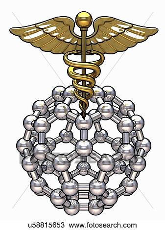 Medical symbol and molecular model, artwo View Large Illustration Drawing - Medical symbol and molecular model, artwo. Fotosearch