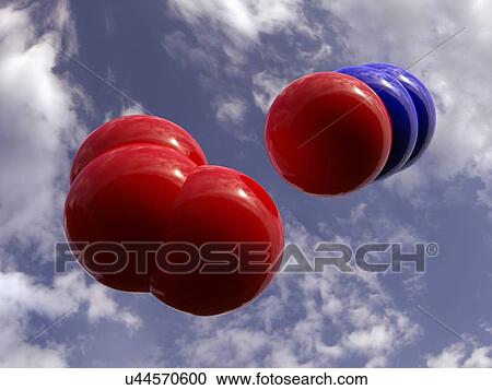 Clipart - Nitrous oxide and oxygen, artwork. Fotosearch