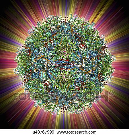 Stock Illustration - Parvovirus particle, molecular model. Fotosearch