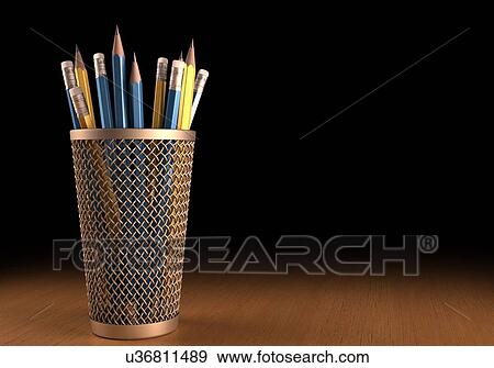 Pencils in a pot, artwork View Large Illustration Stock Illustration - Pencils in a pot, artwork. Fotosearch