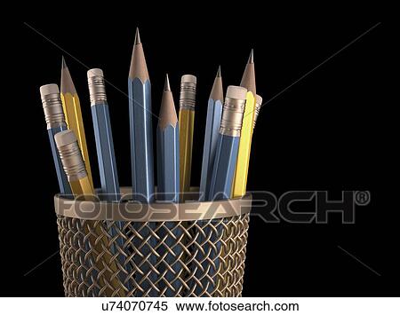 Stock Illustration - Pencils in a pot, artwork. Fotosearch