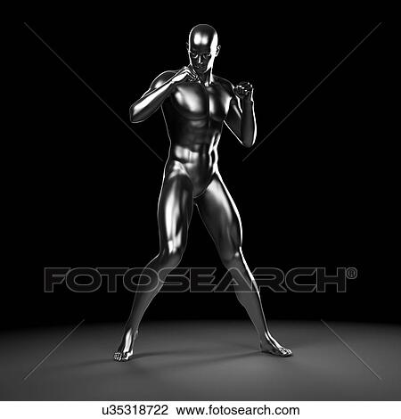 Person boxing, artwork View Large Illustration Drawing - Person boxing, artwork. Fotosearch