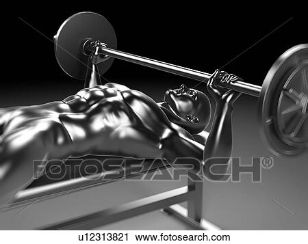 Clip Art - Person weight lifting, artwork. Fotosearch