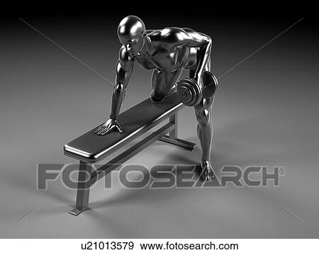 Stock Illustration - Person weight lifting, artwork. Fotosearch
