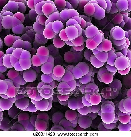 Drawing - Protein molecules, artwork. Fotosearch